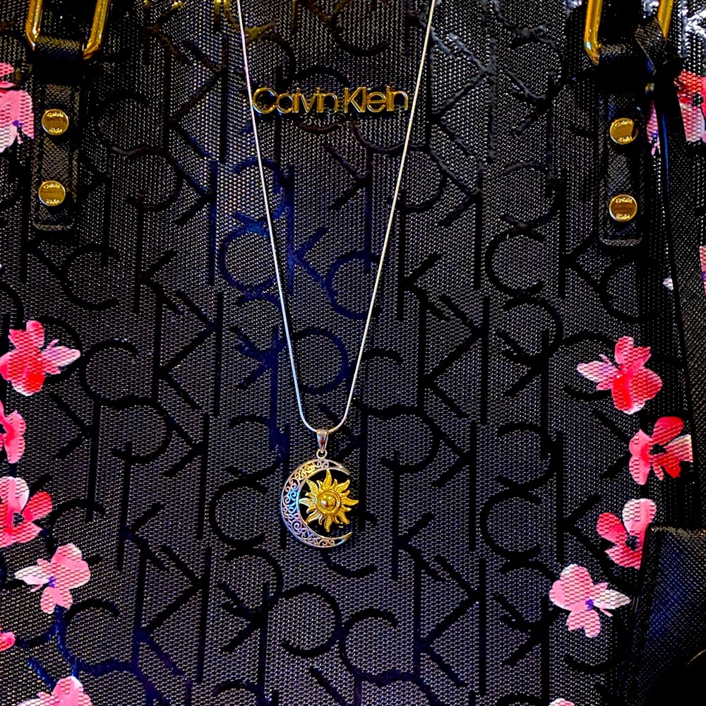 Two tone moon and sun necklace